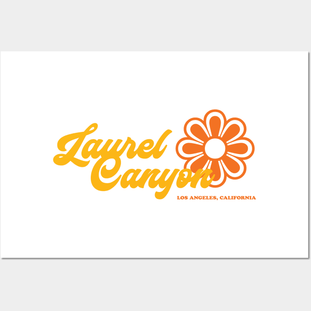 Retro Laurel Canyon flower logo - yellow Wall Art by retropetrol